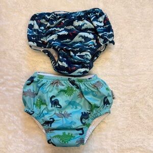 NWOT Green Sprouts Boy Reusable Blue and Green Dinosaur Ocean Swim Diaper 18m